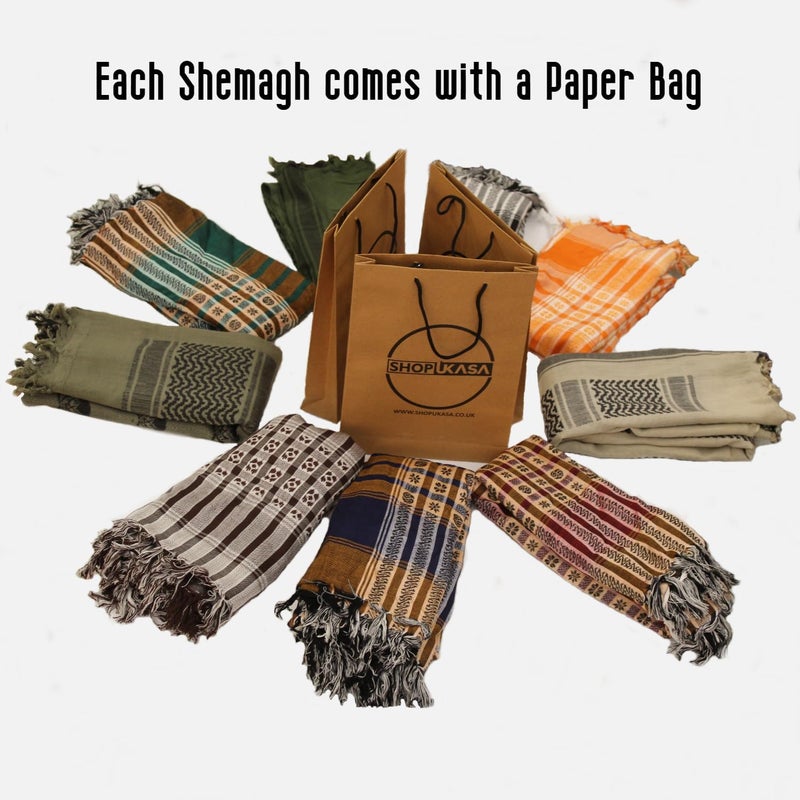 SHOPUKASA Cotton Shemagh Tactical Military Scarf Palestine Scarf Keffiyeh Head Neck Wrap gifts for Men & Women + Paper Bag - Image 3
